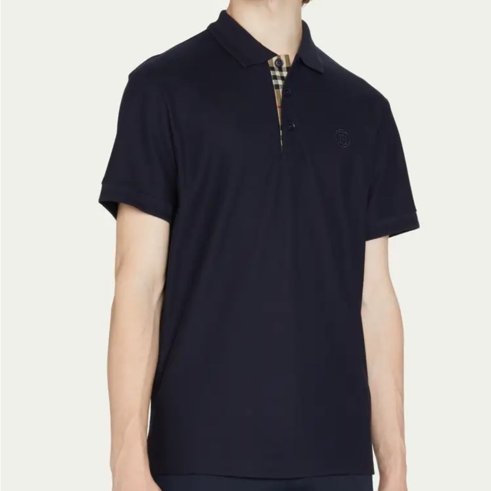 Burberry Navy Blue Nova Check Polo Shirt